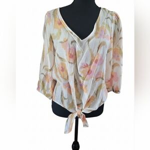 Elegant Floral V-Neck Blouse
